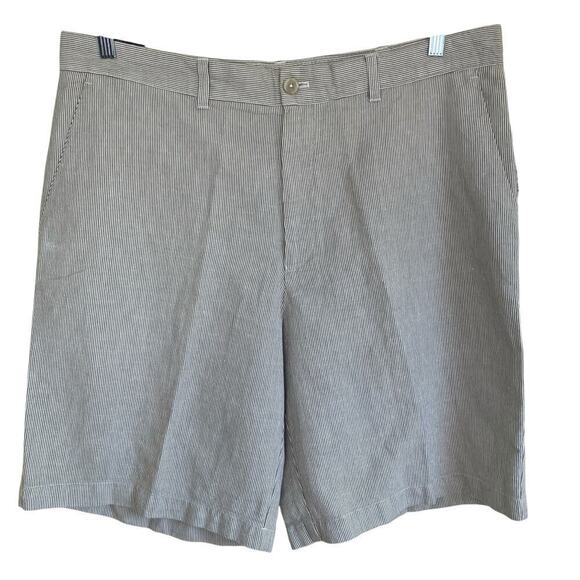 Izod Mens Striped Linen Blend Flat Front Chino Shorts 9.5” Inseam NWT Sz 38 - Picture 1 of 16